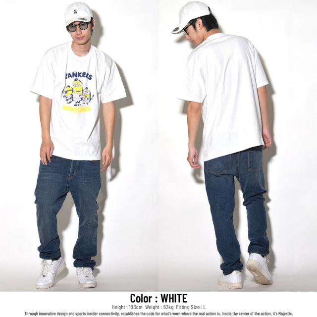MAJESTIC マジェスティック 半袖Tシャツ メンズ ミニオンズ コラボ MINIONS×NEW YORK YANKEES TEE (MM01-NYK-8S900MN)
