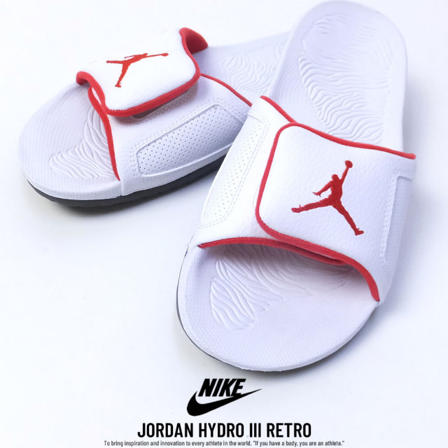 NIKE JORDAN ナイキ ジョーダン シャワーサンダル メンズ JORDAN HYDRO III RETRO WHITE/UNIVERSITY-RED/BLACK (854556-103)