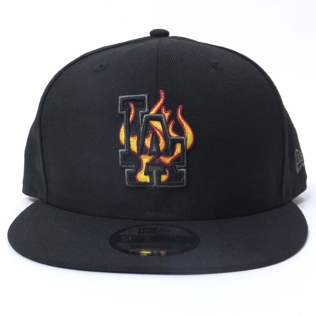 NEW ERA ニューエラ スナップバックキャップ 9FIFTY ファイアーパターン ロサンゼルス・ドジャース ブラック×ファイアー (11557264)