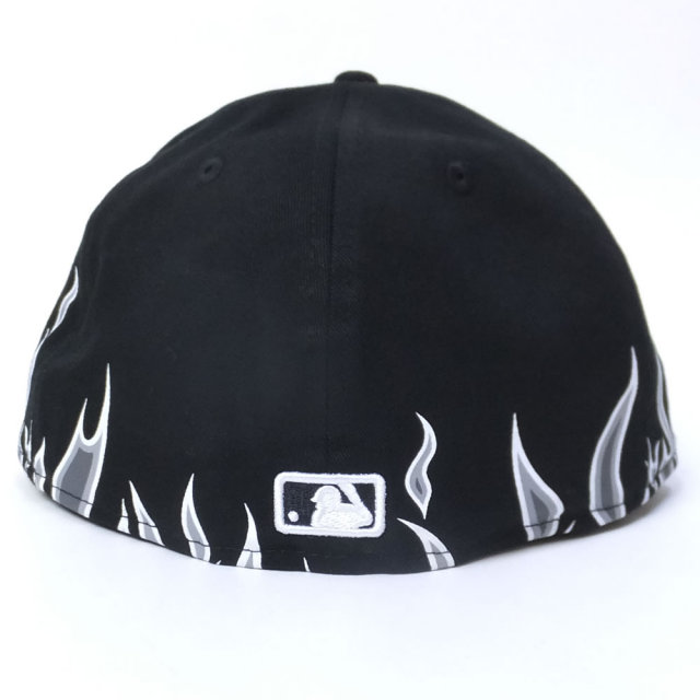 NEW ERA ニューエラ ベースボールキャップ 59FIFTY ファイアーパターン ロサンゼルス・ドジャース ブラック×ホワイト (11557601)