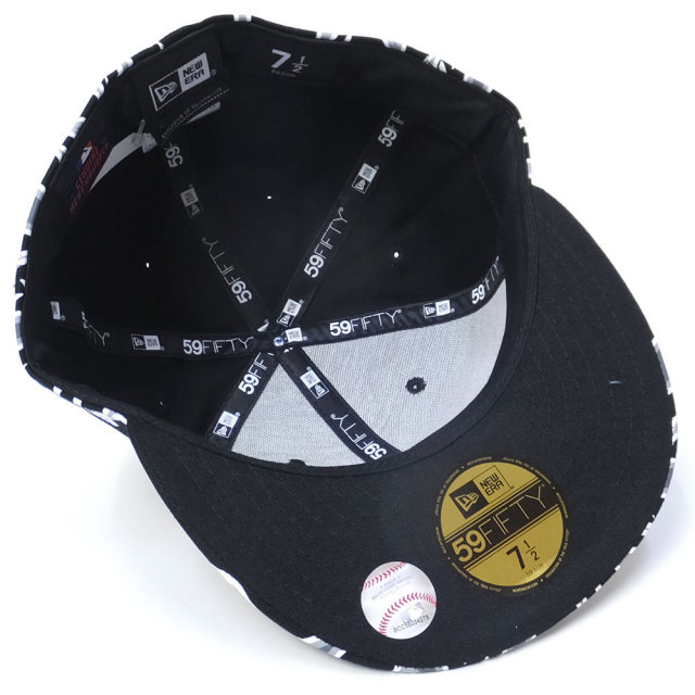 NEW ERA ニューエラ ベースボールキャップ 59FIFTY ファイアーパターン ロサンゼルス・ドジャース ブラック×ホワイト (11557601)