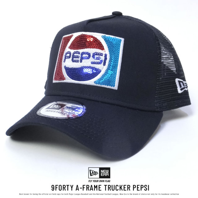 NEW ERA ニューエラ メッシュキャップ コラボ 9FORTY A-FRAME トラッカー PEPSI ペプシ ネイビー×1987スパンコールロゴ (11557976)