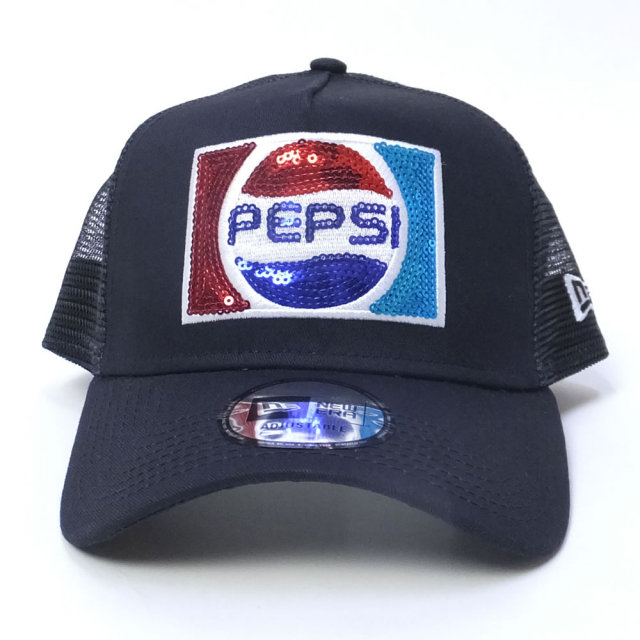 NEW ERA ニューエラ メッシュキャップ コラボ 9FORTY A-FRAME トラッカー PEPSI ペプシ ネイビー×1987スパンコールロゴ (11557976)