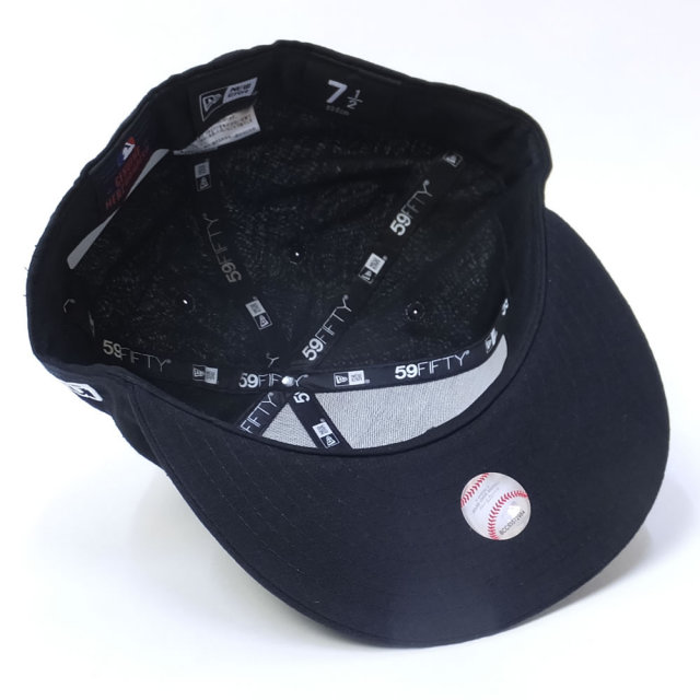 NEW ERA ニューエラ ベースボールキャップ 59FIFTY リネンシャンブレー ニューヨーク・ヤンキース ブラック×ホワイト (11557553)