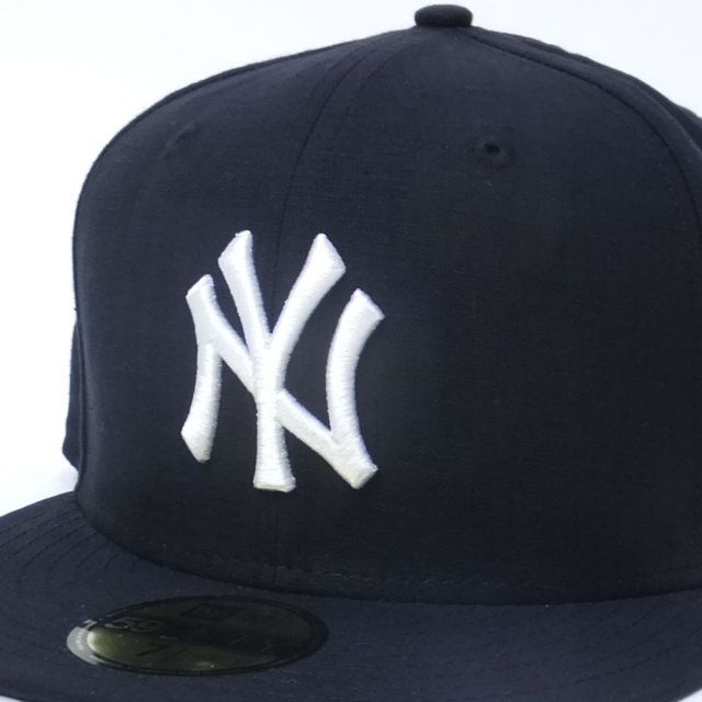 NEW ERA ニューエラ ベースボールキャップ 59FIFTY リネンシャンブレー ニューヨーク・ヤンキース ブラック×ホワイト (11557553)