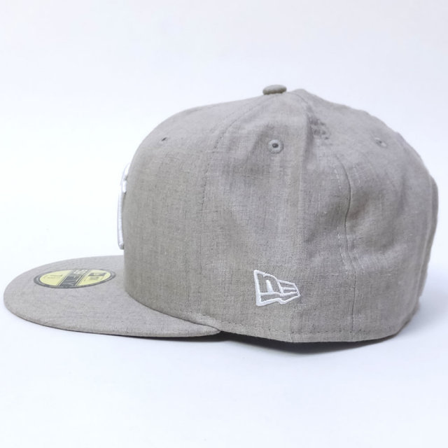 NEW ERA ニューエラ ベースボールキャップ 59FIFTY リネンシャンブレー ニューヨーク・ヤンキース ベージュ×ホワイト (11557554)