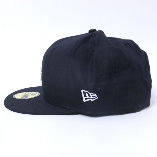 NEW ERA ニューエラ ベースボールキャップ 59FIFTY リネンシャンブレー ロサンゼルス・ドジャース ブラック×ホワイト (11557595)
