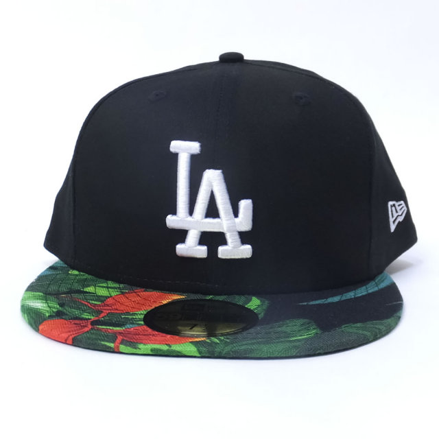 NEW ERA ニューエラ ベースボールキャップ 59FIFTY ボタニカル グリーン ロサンゼルス・ドジャース ブラック×ホワイト ボタニカルバイザー (11557599)