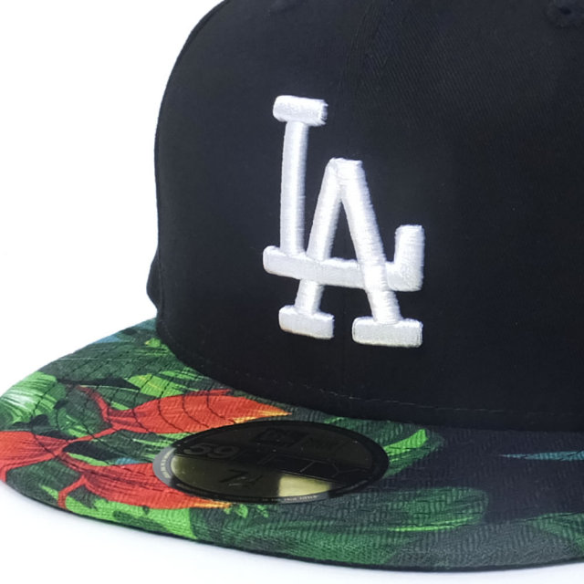 NEW ERA ニューエラ ベースボールキャップ 59FIFTY ボタニカル グリーン ロサンゼルス・ドジャース ブラック×ホワイト ボタニカルバイザー (11557599)