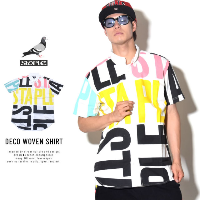 STAPLE ステイプル 半袖シャツ DECO WOVEN SHIRT (1804W753)