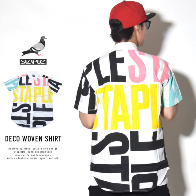 STAPLE ステイプル 半袖シャツ DECO WOVEN SHIRT (1804W753)