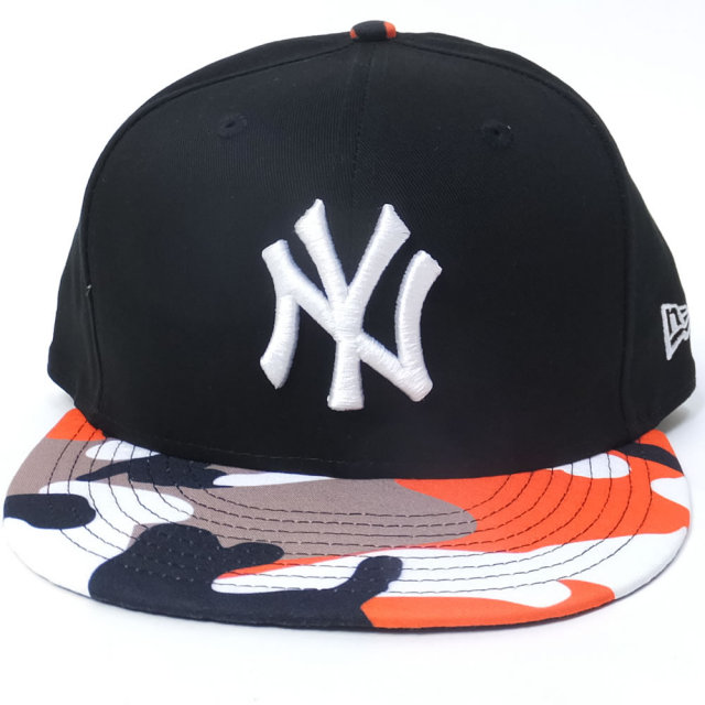 NEW ERA ニューエラ フラットバイザーキャップ 9FIFTY カラーカモ ニューヨーク・ヤンキース ブラック×スノーホワイト レッドカモバイザー (11557257)