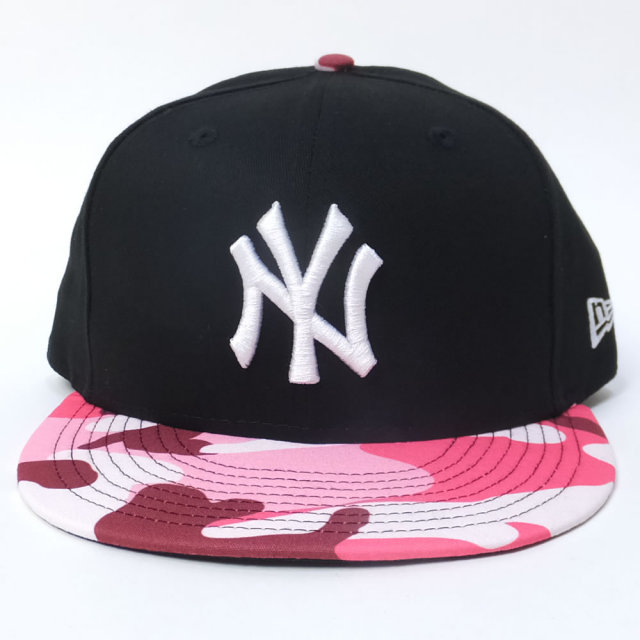 NEW ERA ニューエラ フラットバイザーキャップ 9FIFTY カラーカモ ニューヨーク・ヤンキース ブラック×スノーホワイト ピンクカモバイザー (11557259)