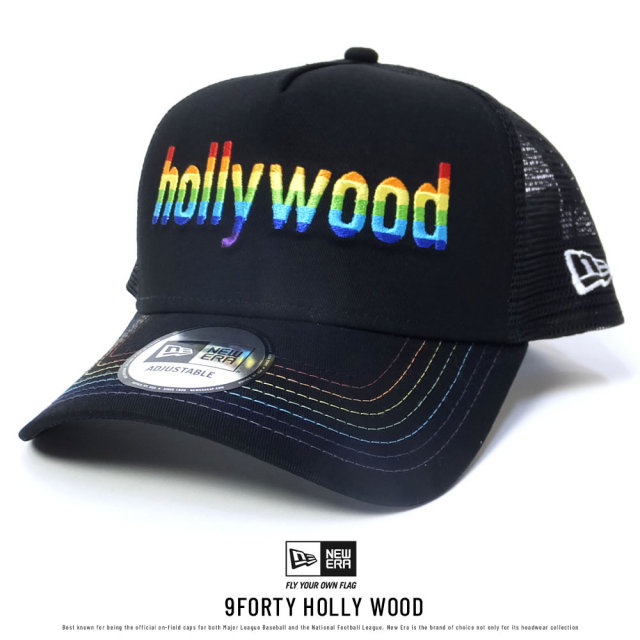 NEW ERA ニューエラ メッシュキャップ 9FORTY Aフレーム トラッカー ハリウッド レインボー ブラック (11557363)