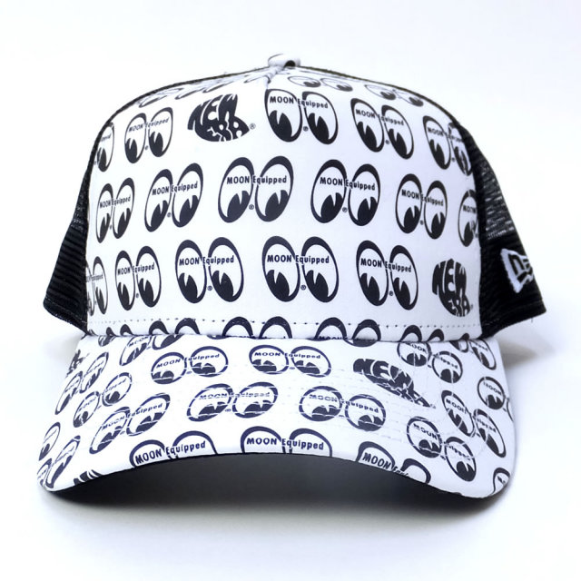 NEW ERA ニューエラ メッシュキャップ コラボ 9FORTY Aフレーム トラッカー MOONEYES EYE SHAPE ホワイト×ブラック オールオーバー (11557980)