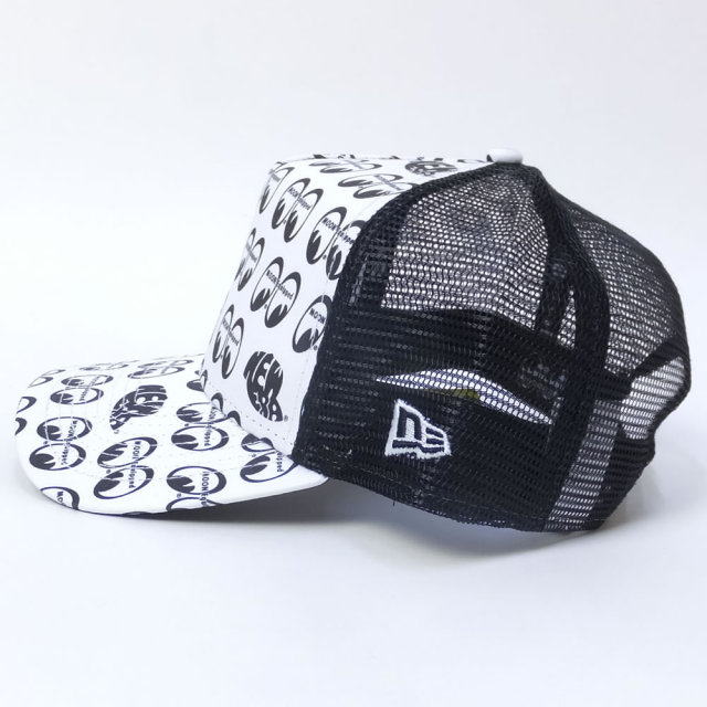 NEW ERA ニューエラ メッシュキャップ コラボ 9FORTY Aフレーム トラッカー MOONEYES EYE SHAPE ホワイト×ブラック オールオーバー (11557980)