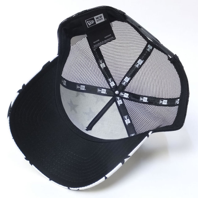 NEW ERA ニューエラ メッシュキャップ コラボ 9FORTY Aフレーム トラッカー MOONEYES EYE SHAPE ホワイト×ブラック オールオーバー (11557980)