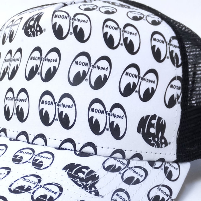 NEW ERA ニューエラ メッシュキャップ コラボ 9FORTY Aフレーム トラッカー MOONEYES EYE SHAPE ホワイト×ブラック オールオーバー (11557980)