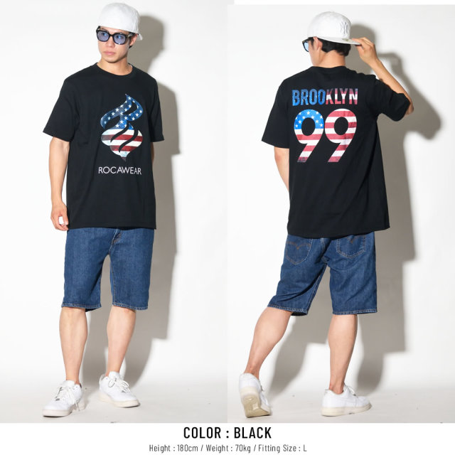 ROCAWEAR ロカウェア 半袖Tシャツ US FLAG 99 TEE (RW182T01)