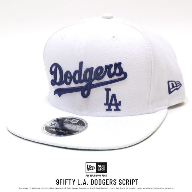 NEW ERA ニューエラ フラットバイザーキャップ 9FIFTY ロサンゼルス・ドジャース スクリプト ホワイト×ブルーインク (11557232)
