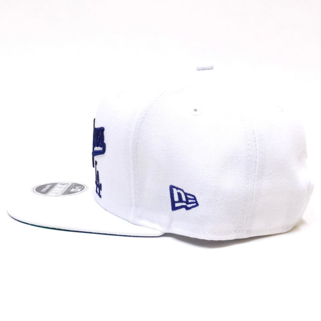 NEW ERA ニューエラ フラットバイザーキャップ 9FIFTY ロサンゼルス・ドジャース スクリプト ホワイト×ブルーインク (11557232)