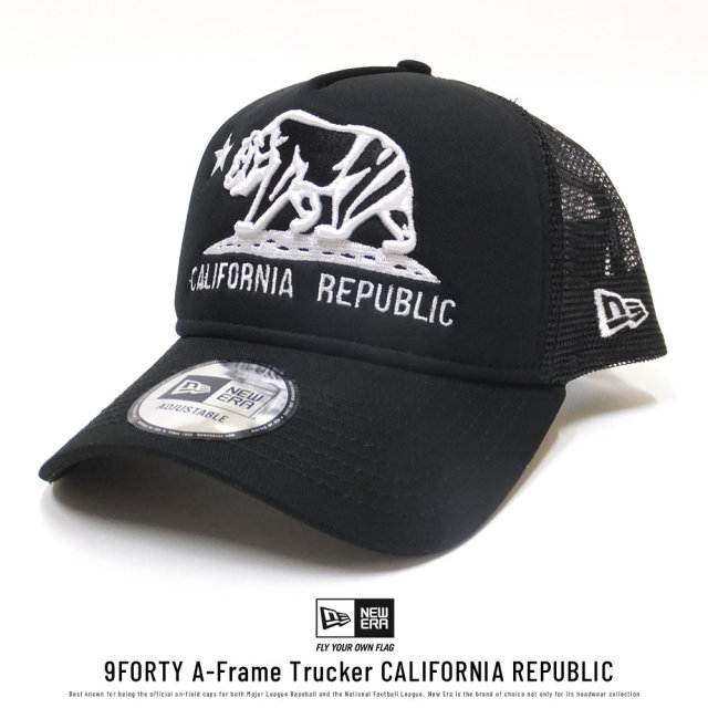 NEW ERA ニューエラ メッシュキャップ 9FORTY Aフレーム トラッカー カリフォルニアリパブリック ラインアート ブラック (11557404)