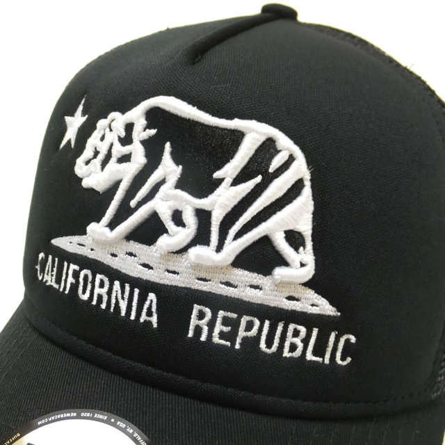 NEW ERA ニューエラ メッシュキャップ 9FORTY Aフレーム トラッカー カリフォルニアリパブリック ラインアート ブラック (11557404)
