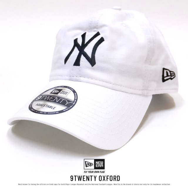 NEW ERA ニューエラ カーブバイザーキャップ 9TWENTY クロスストラップ オックスフォード ニューヨーク・ヤンキース ホワイト×ブラック (11557483)