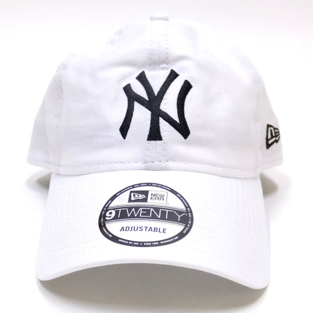NEW ERA ニューエラ カーブバイザーキャップ 9TWENTY クロスストラップ オックスフォード ニューヨーク・ヤンキース ホワイト×ブラック (11557483)