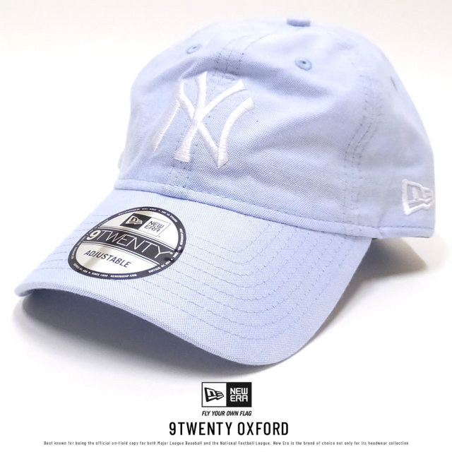 NEW ERA ニューエラ カーブバイザーキャップ 9TWENTY クロスストラップ オックスフォード ニューヨーク・ヤンキース ブルー×ホワイト (11557484)