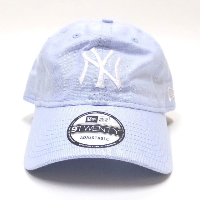 NEW ERA ニューエラ カーブバイザーキャップ 9TWENTY クロスストラップ オックスフォード ニューヨーク・ヤンキース ブルー×ホワイト (11557484)
