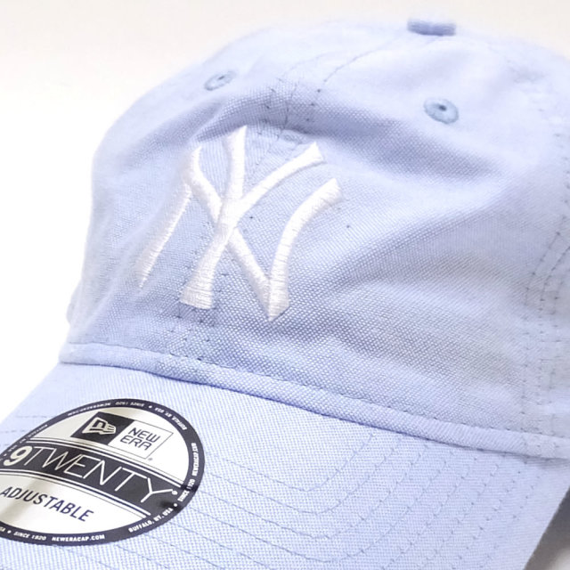 NEW ERA ニューエラ カーブバイザーキャップ 9TWENTY クロスストラップ オックスフォード ニューヨーク・ヤンキース ブルー×ホワイト (11557484)