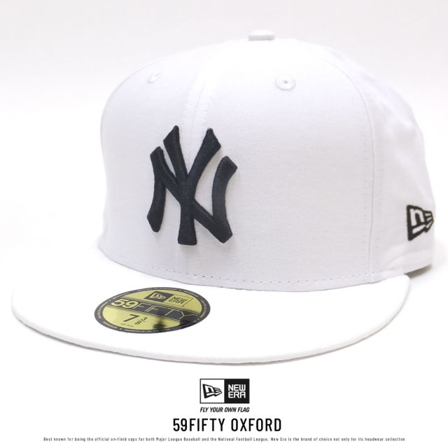 NEW ERA ニューエラ フラットバイザーキャップ 59FIFTY オックスフォード ニューヨーク・ヤンキース ホワイト×ブラック (11557545)