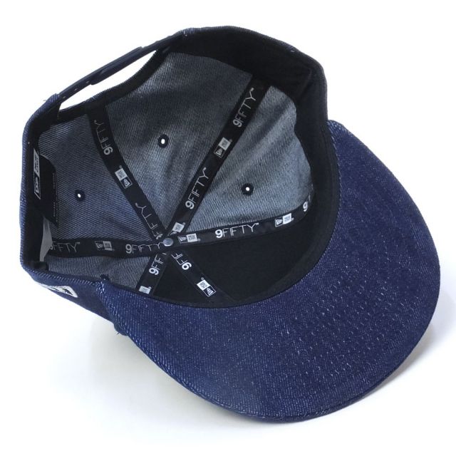 NEW ERA ニューエラ スナップバックキャップ 9FIFTY メタルプレート ニューエラオールドロゴ インディゴデニム シルバーメタル (11597915)
