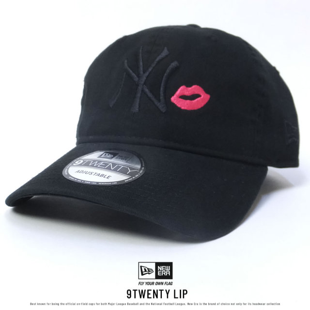 NEW ERA ニューエラ カーブキャップ 9TWENTY クロスストラップ ニューヨーク・ヤンキース リップ ブラック×ブラック ストロベリーリップ (11597974)