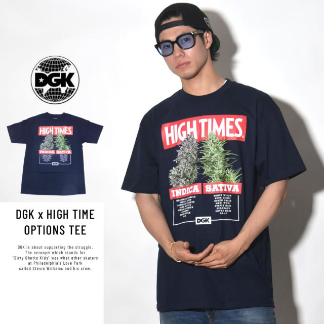 DGK ディージーケー 半袖Tシャツ DGK × HIGH TIMES OPTIONS TEE NAVY (PTM-1065)