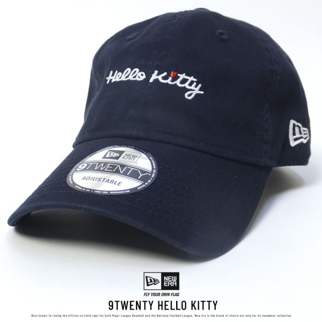 NEW ERA ニューエラ コラボ カーブバイザーキャップ 9TWENTY クロスストラップ ハローキティ スクリプト ネイビー (11715734)
