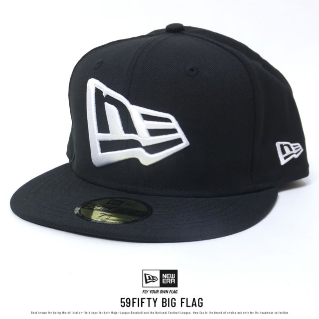 NEW ERA ニューエラ フラットバイザーキャップ 59FIFTY ニューエラフラッグ ブラック×ホワイト (11715742)