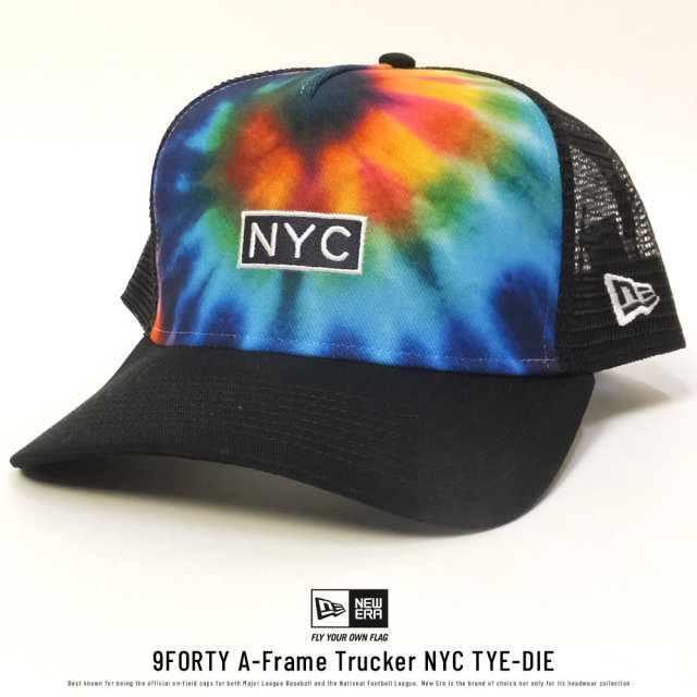 NEW ERA ニューエラ メッシュキャップ 9FORTY Aフレーム トラッカー タイダイ NYC ブラックメッシュ (11775367)