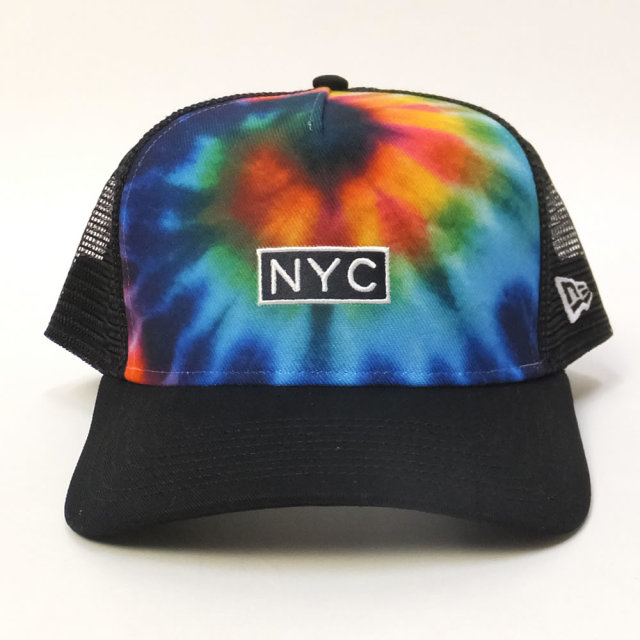 NEW ERA ニューエラ メッシュキャップ 9FORTY Aフレーム トラッカー タイダイ NYC ブラックメッシュ (11775367)