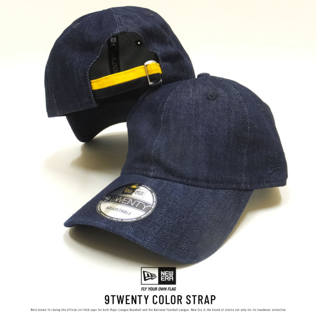 NEW ERA ニューエラ カーブバイザーキャップ 9TWENTY クロスストラップ インディゴデニム カラーストラップ (11775378)