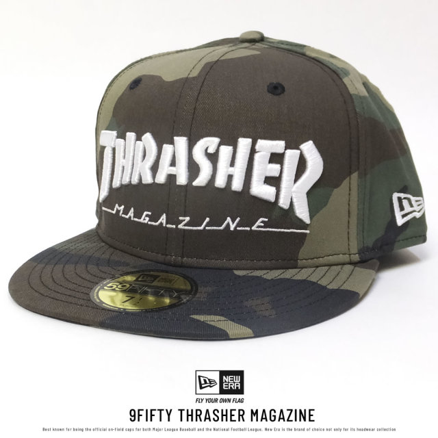 NEW ERA ニューエラ フラットバイザーキャップ コラボ 59FIFTY スラッシャーマガジン ロゴ ウッドランドカモ×ホワイト (11775387)