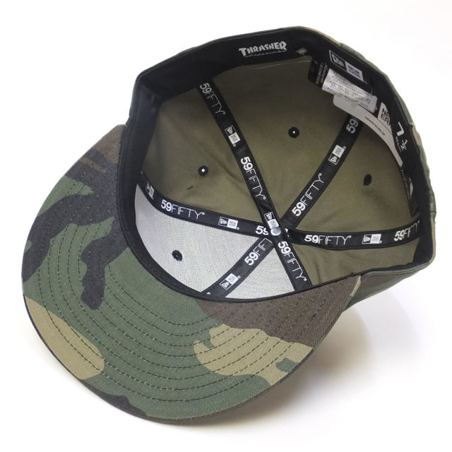 NEW ERA ニューエラ フラットバイザーキャップ コラボ 59FIFTY スラッシャーマガジン ロゴ ウッドランドカモ×ホワイト (11775387)