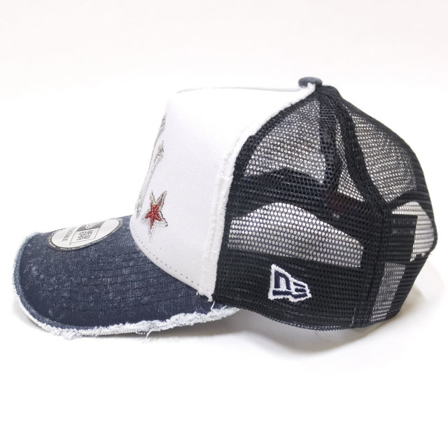 NEW ERA ニューエラ メッシュキャップ 9FORTY Aフレーム トラッカー スパンコール ニューヨーク・ヤンキース スター イタリアンウォッシュ ネイビー/ホワイト (11781428)