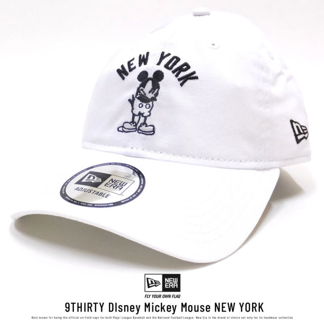 NEW ERA ニューエラ コラボ カーブバイザーキャップ 9THIRTY クロスストラップ ディズニー ミッキーマウス NEW YORK ホワイト (11781577)