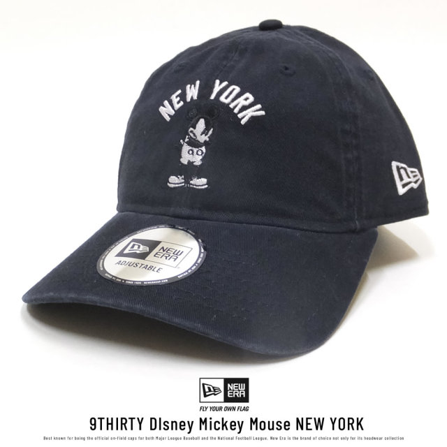 NEW ERA ニューエラ コラボ カーブバイザーキャップ 9THIRTY クロスストラップ ディズニー ミッキーマウス NEW YORK ネイビー (11781578)