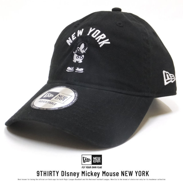 NEW ERA ニューエラ コラボ カーブバイザーキャップ 9THIRTY クロスストラップ ディズニー ミッキーマウス NEW YORK ブラック (11781579)