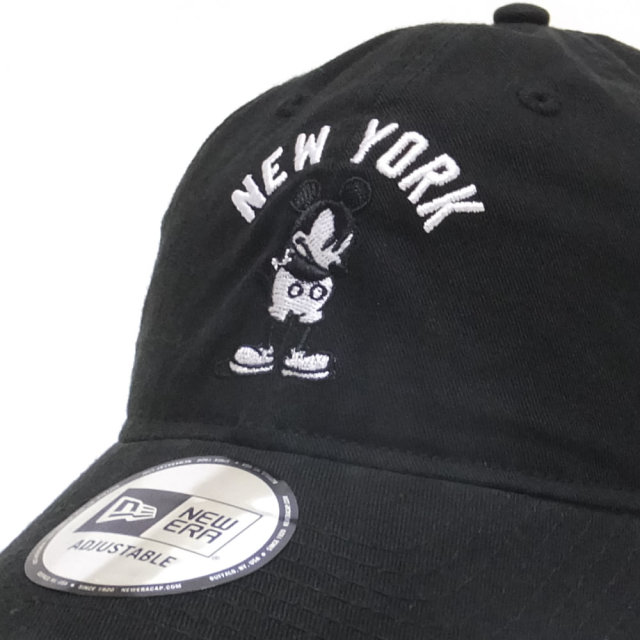 NEW ERA ニューエラ コラボ カーブバイザーキャップ 9THIRTY クロスストラップ ディズニー ミッキーマウス NEW YORK ブラック (11781579)