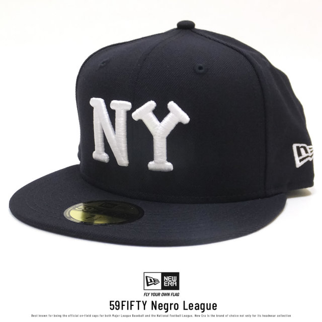 NEW ERA ニューエラ フラットバイザーキャップ 59FIFTY 二グロリーグ ニューヨーク・ブラックヤンキース ネイビー×ホワイト (11781687)