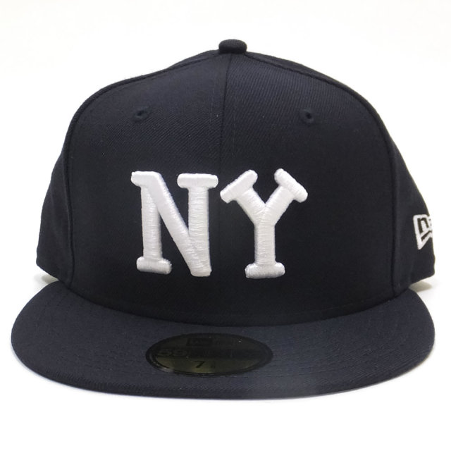 NEW ERA ニューエラ フラットバイザーキャップ 59FIFTY 二グロリーグ ニューヨーク・ブラックヤンキース ネイビー×ホワイト (11781687)